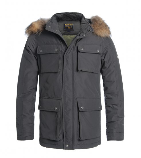 Artico Parka Woolrich uominis Fur Trim giacca Lucido Grigio